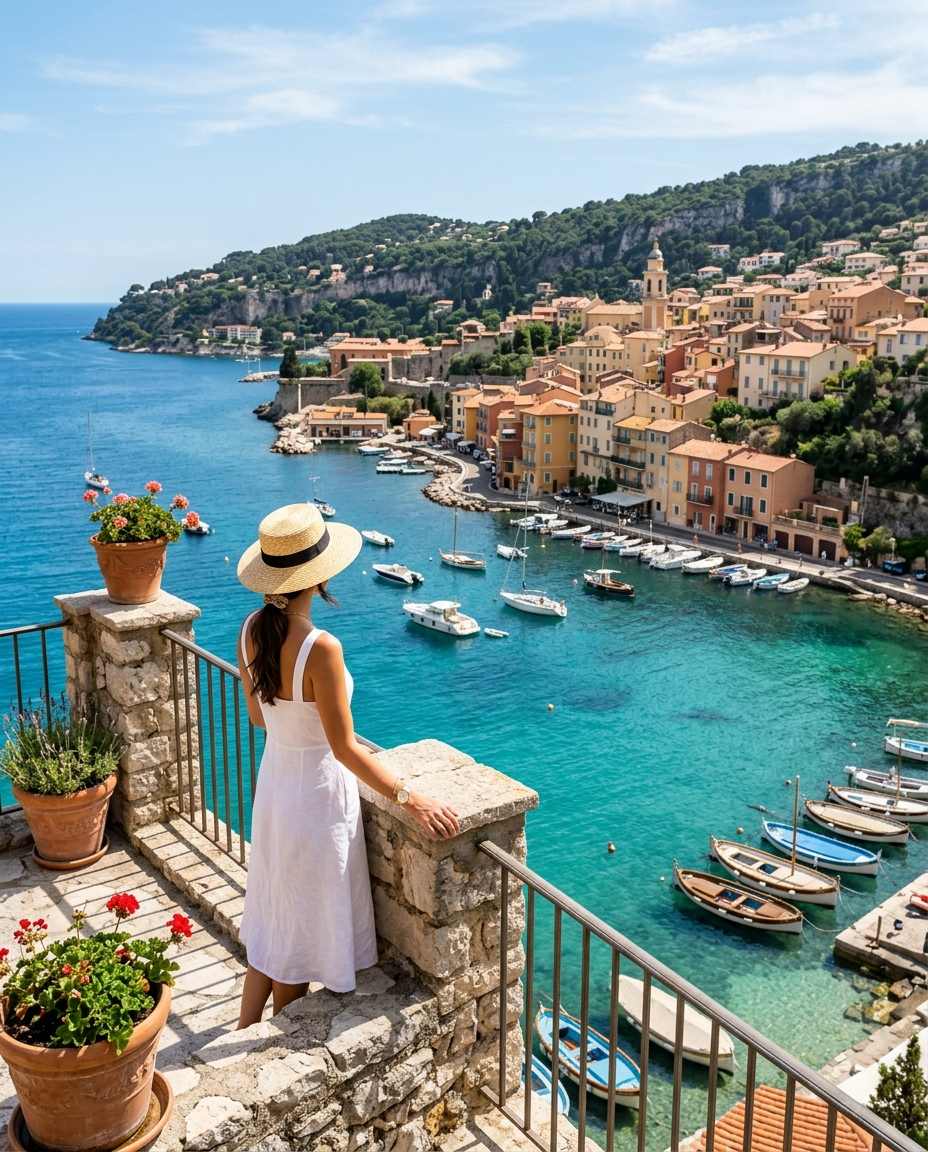 Villefranche-sur-Mer bay on the Cote d Azur